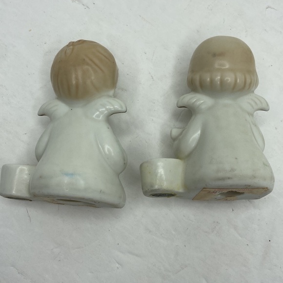 Vintage Porcelain Musical Boy and Girl Angel Candle Holders 2 Piece Set - Picture 2 of 8